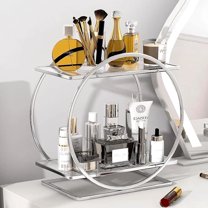 Traditional Perfume Organizer for Bedroom Dresser- Sliver Makeup Organizers for Vanity Fast