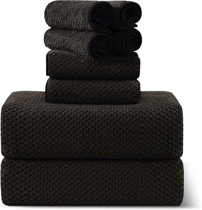 World-Class 8-Piece Brown Bath Towel Set 2 Extra Large Bath Towel Sheets 2 Hand Towels Genuine