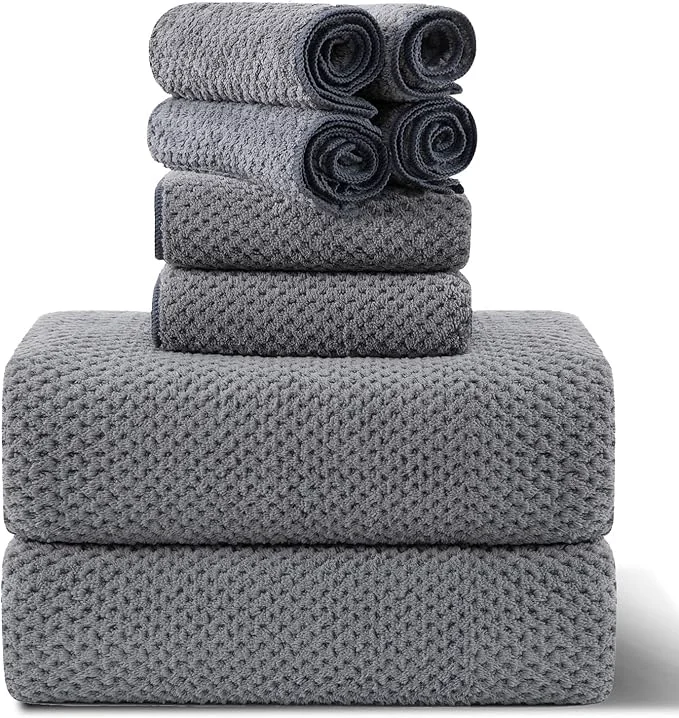 Soft 8-Piece Gray Bath Towel Set 2 Extra Large Bath Towel Sheets 2 Hand Towels and User-Friendly
