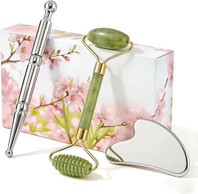 Durable Stainless Steel Gua Sha Tool Face Roller Manual Massage Pen Jade Roller Practical