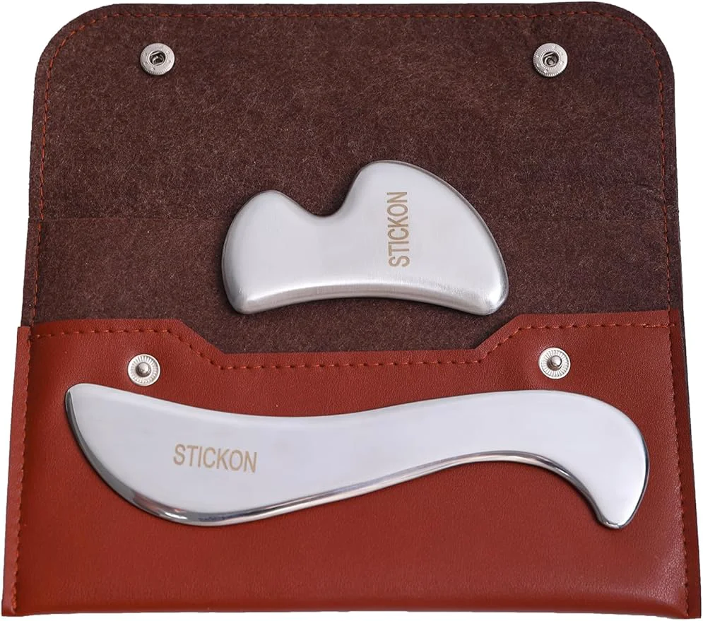 Functional STICKON Stainless Steel Gua Sha Muscle Scraper Tool Set 2 in 1 Scraping Massage Outstanding