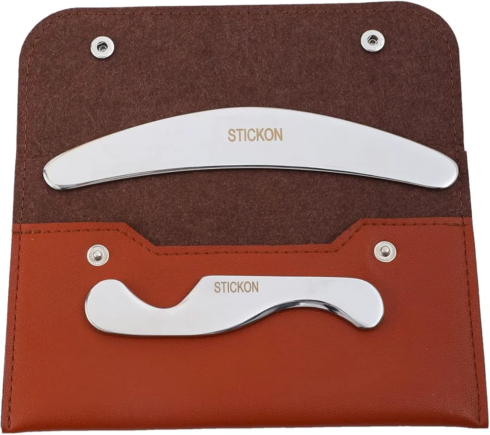 Next-Generation STICKON Gua Sha Stainless Steel 2 Pack Metal Muscle Scraper Tools Set Scraping Convenient