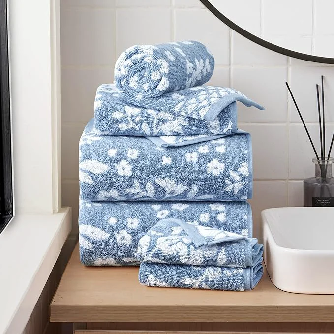 High-Quality Lucky Brand Folk Floral 6 Piece Bath Towel Set Reusable