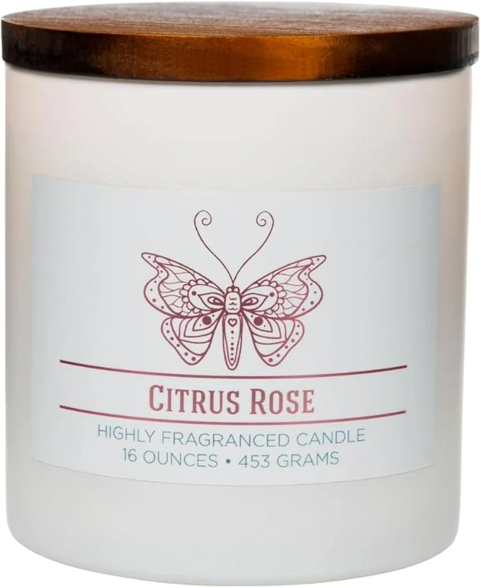 Minimalist Carolina Citrus Rose Scented Candle 16 oz Wellness Relaxing Aromatherapy Candle Sophisticated