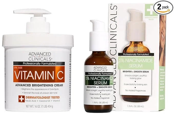 Consistent Advanced Clinicals Brightening Vitamin C Cream 5 Niacinamide Serum Long-Lasting