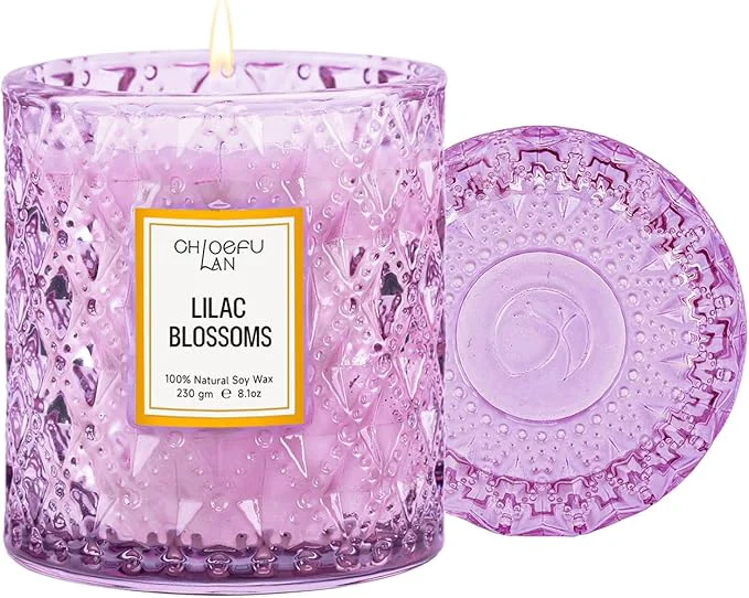 Traditional Chloefu LAN Lilac Blossoms Scented Candle Highly Floral Fragranced Candle Enhanced