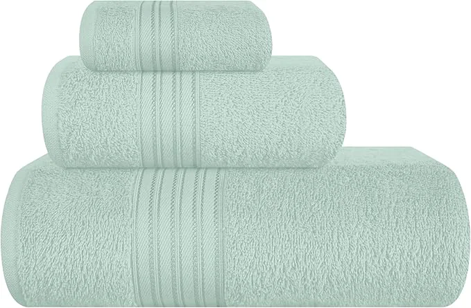 Environmentally Friendly BOUTIQUO Ultra Soft 3 Pack Cotton Towel Set Contains a Bath Towels 28x55 inch Sustainable