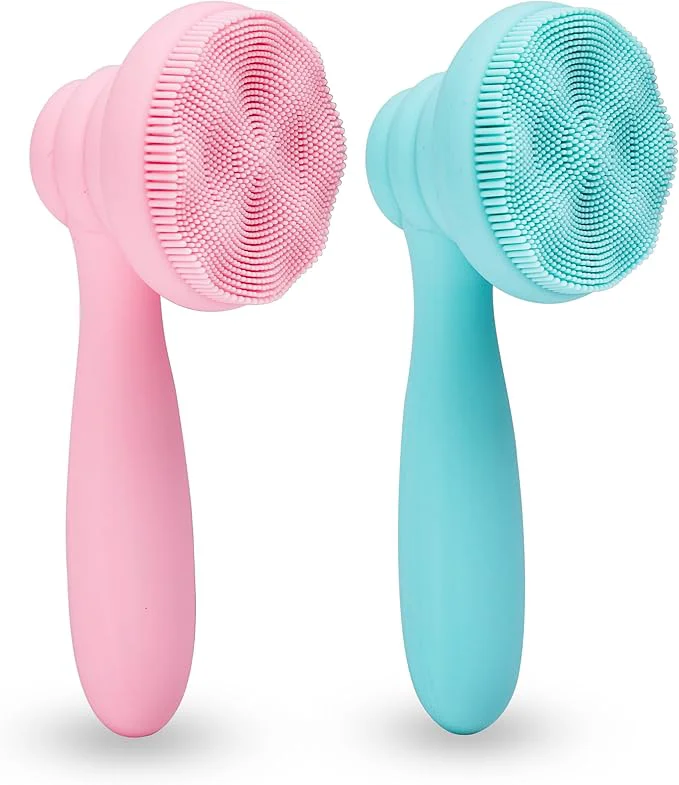 Excellent 2 PC Silicone Facial Cleansing Brush Facial Scrubber Manual Exfoliating Facial Organic