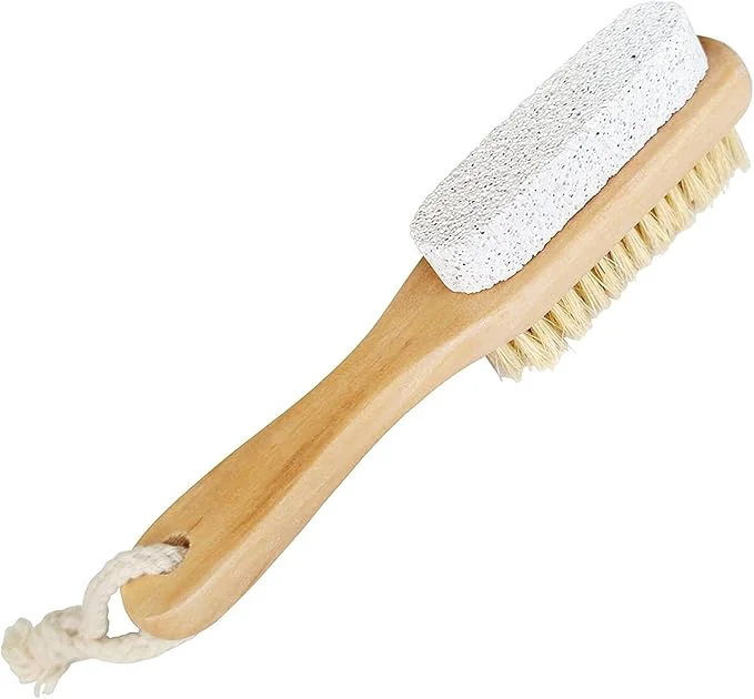 Durable Natural Soft Bristle Foot Brush and Pumice Stone Combo