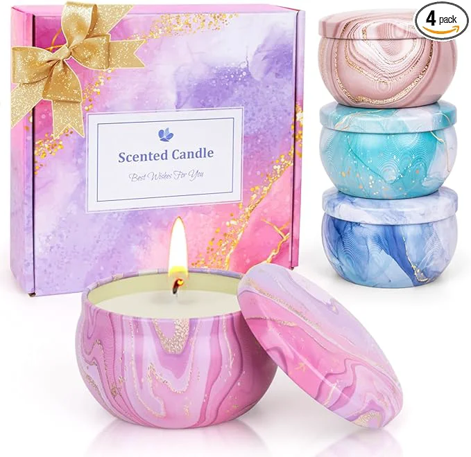 Sustainable Candles Gift Set for Women Aromatherapy Candles for Home Scented 4 Pack Fashionable