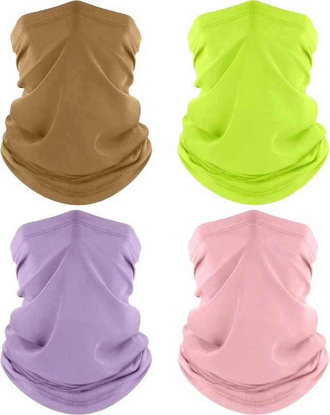 Reusable ROXUN 4 Pack Neck Gaiter Cooling Breathable Face Mask UV Protection Scarf Comfortable