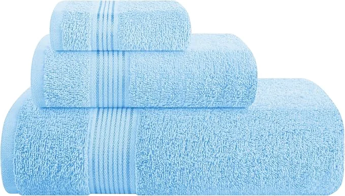 Green Belizzi Home Ultra Soft 3 Pack Cotton Towel Set Contains a Bath Towel 28x55 Reusable