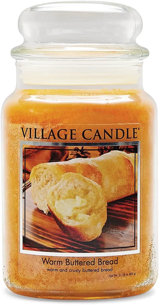 Premium Village Candle Warm Buttered Bread Large Glass Apothecary Jar Scented Candle Enhanced