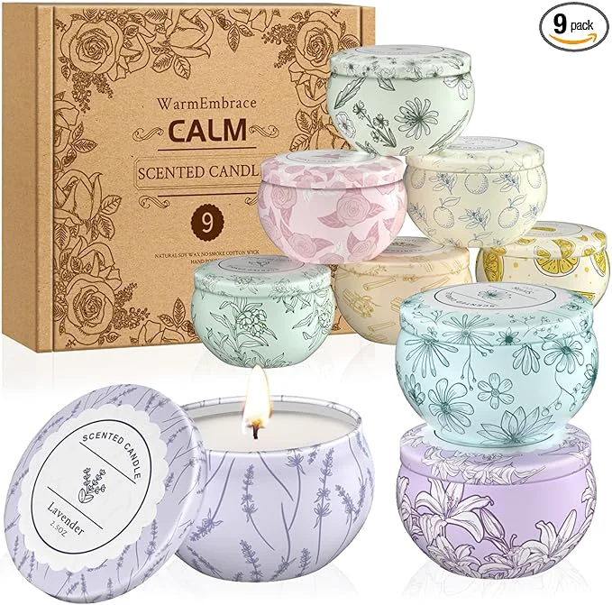 Luxury WarmEmbrace Scented Candles Candle Set of 9 Long-Lasting Candles Relaxed