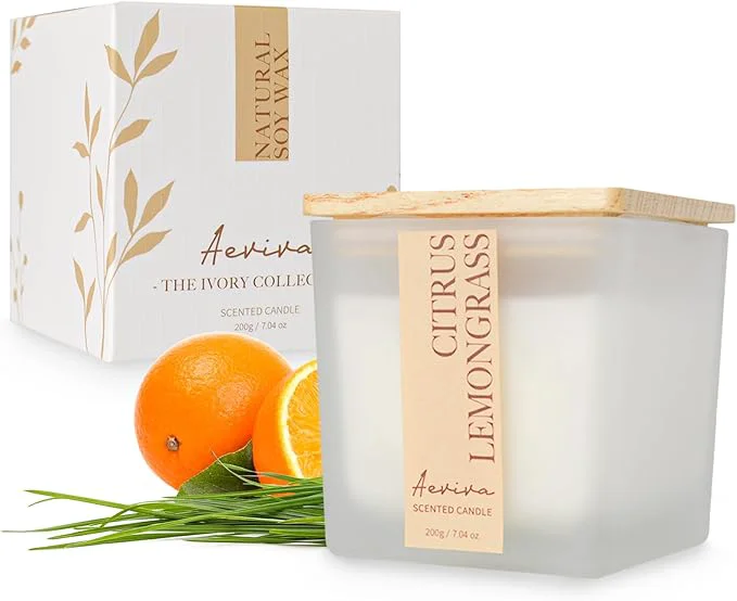 Soft Scented Candle 7.04 oz Citrus Lemongrass Aromatherapy Candle Natural Soy Wax Trendy