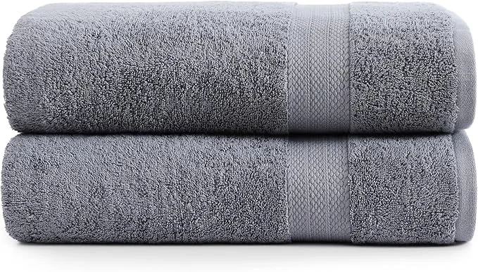 Solid LANE LINEN Jumbo Size Bath Sheets 2 Piece 35 by 66 Inch Versatile