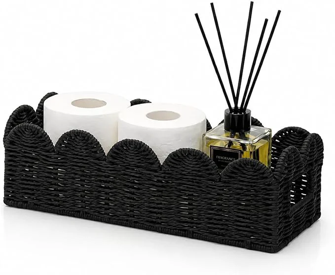 Luxury Scalloped Toilet Tank Basket for Back of Toilet Bathroom Organizer for Tank Top Responsible