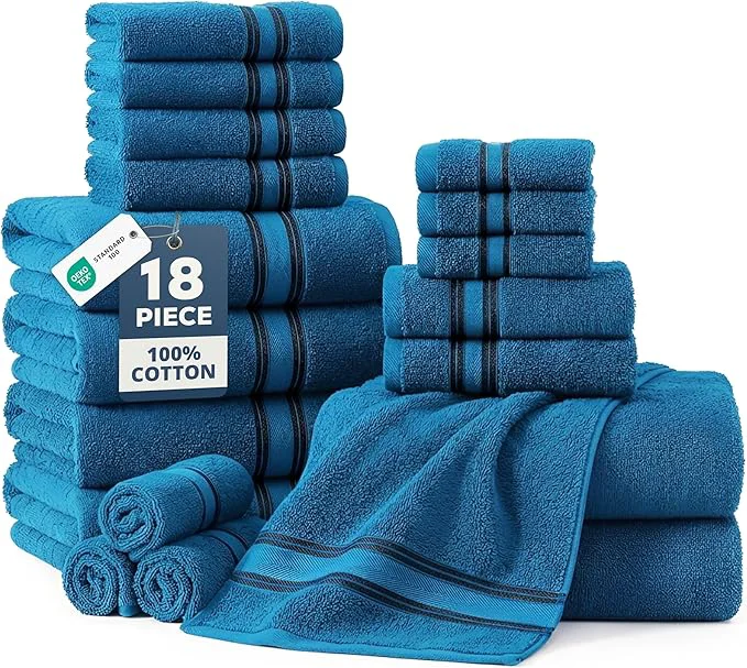 Natural LANE LINEN 18Pc Cotton Bath Towels – 6 Bath 6 Hand Towel 6 Washcloths Fashionable