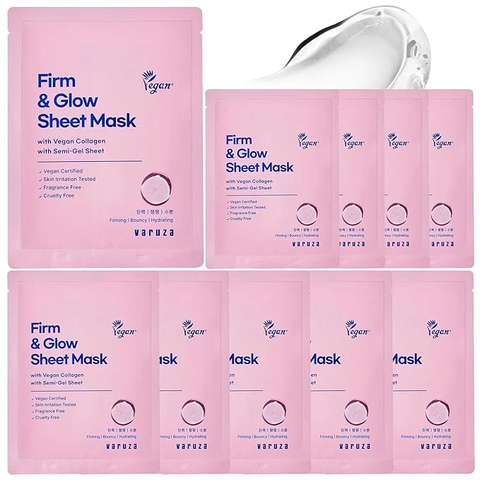 Official Firm Glow Sheet Mask with Vegan Collagen Semi-Gel Sheet Biodegradable Healthy