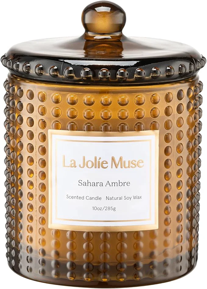First-Class LA JOLIE MUSE Sahara Amber Scented Candle Bergamot Clove Amber 10 oz Soy High-Performance