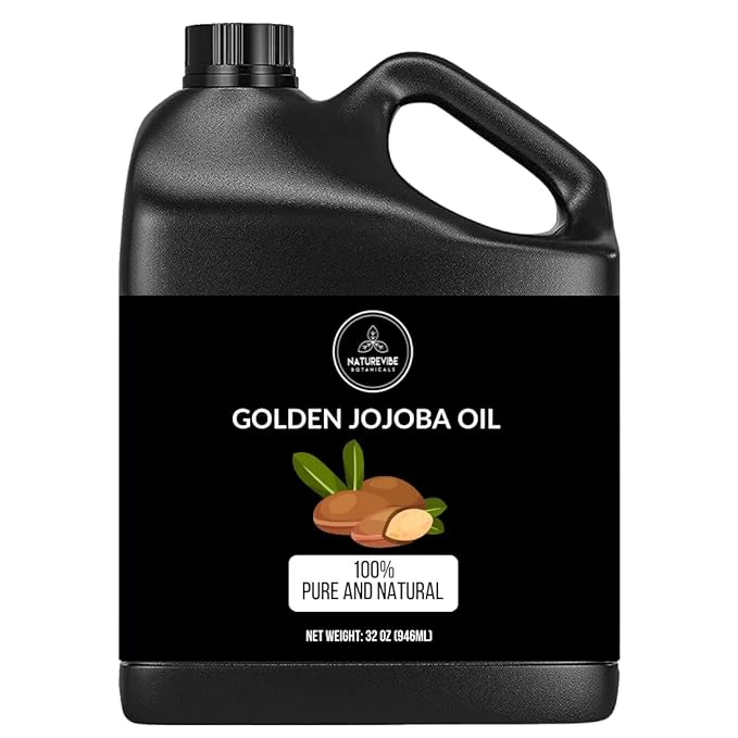 Fast Naturevibe Botanicals Golden Jojoba Oil 32 oz – Pure Cold-Pressed High-End