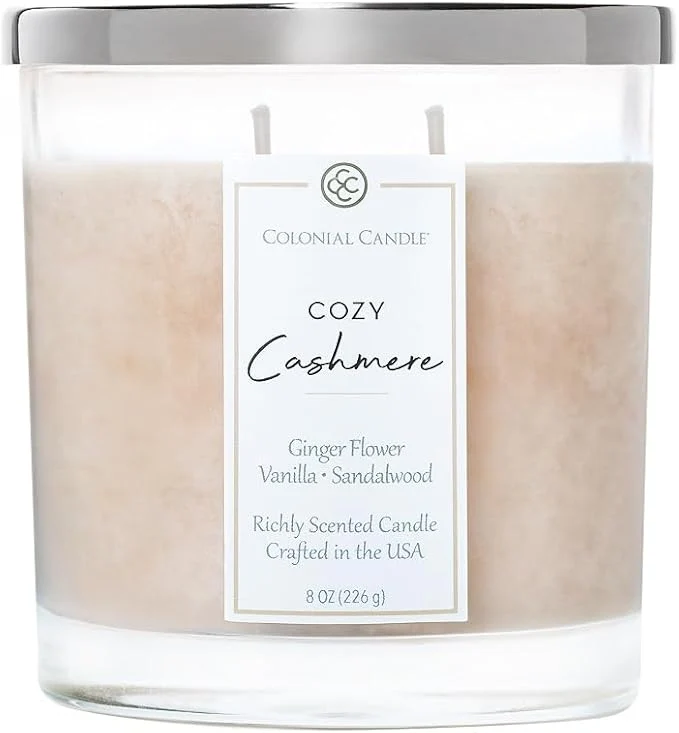 Official Colonial Candle Cozy Cashmere Scented Candle Jar Highly Fragranced Candles Healthy