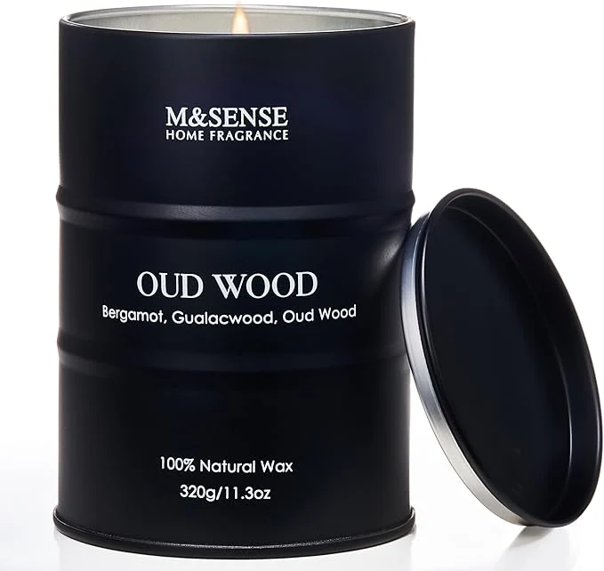 Official M SENSE Oud Wood Scented Candles Christmas Decor Natural Soy Wax Hoilday Candle Healthy