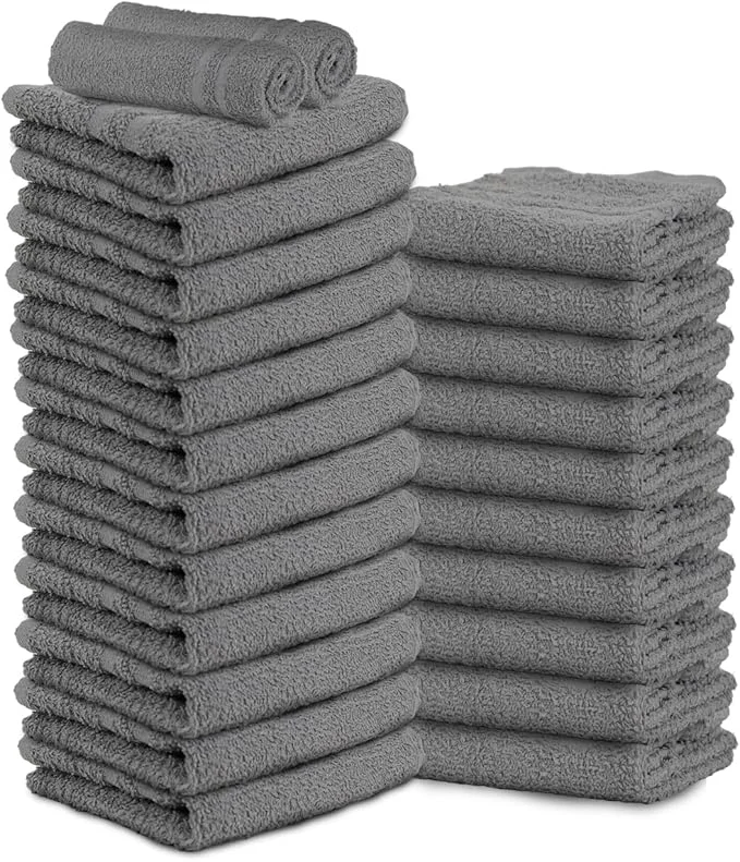 Green 24 Pack Dark Grey Hand Towels Cotton Spa Towel – 16x27 inches Highly Practical