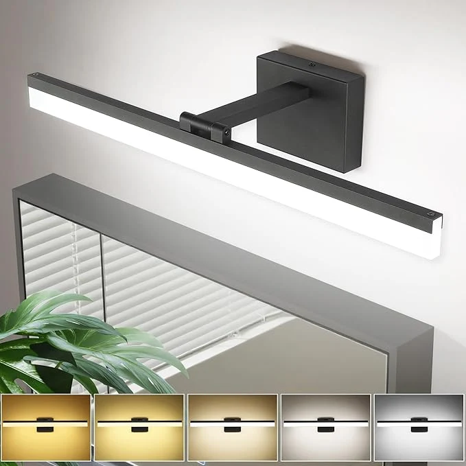 Eco-Friendly SOLFART 23.6 inch Black Bathroom Light Fixture 5 Color Temperature Dimmable LED Environmentally Friendly