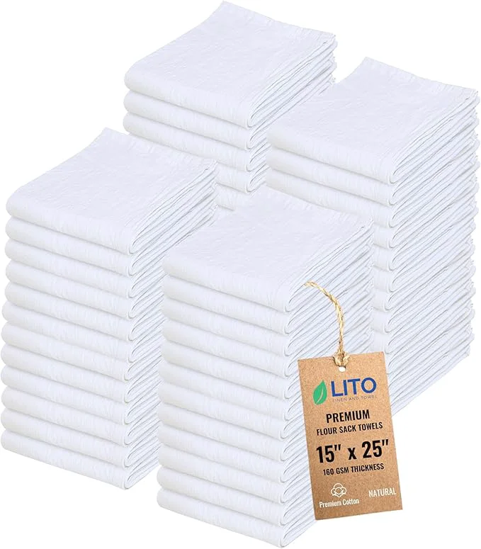 Functional Flour Sack Towels Tea Towel for Crafts Kitchen Dish Cotton Blank Towel for Prestigious