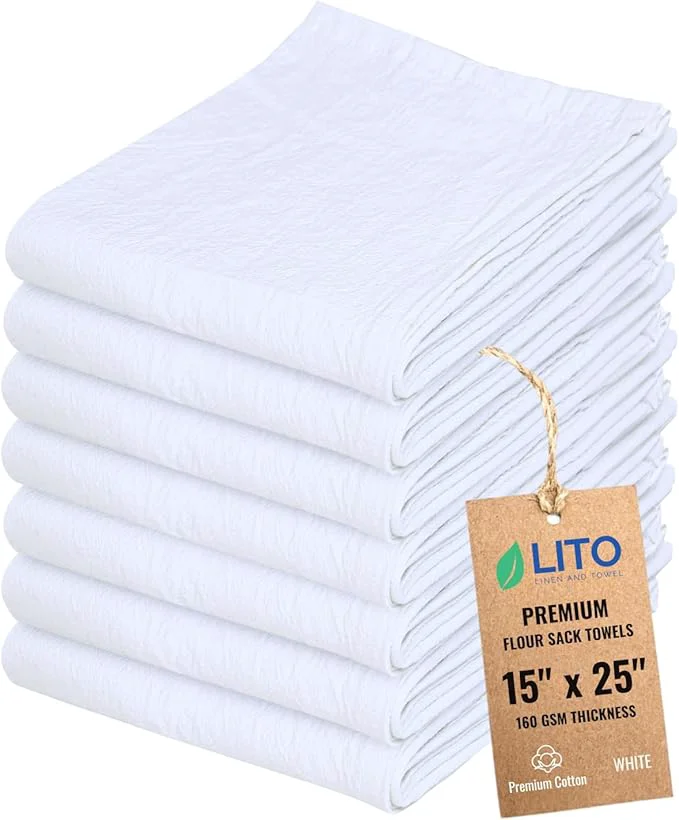 Refined Flour Sack Towels Tea Towel for Crafts Kitchen Dish Cotton Blank Towel for Consistent