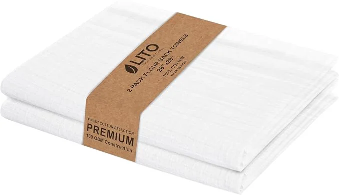 Long-Lasting LITO LINEN AND TOWEL Flour Sack Towels – Cotton 28x28 Inches Highly Carefully Designed