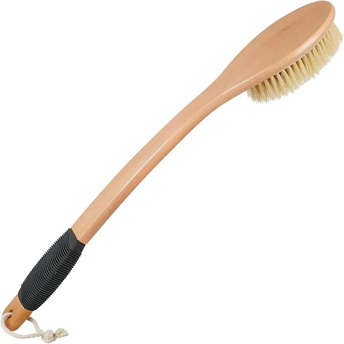 Exclusive OWIIZI Back Scrubber Brush for Shower Long Stiff Bristle Body Bath Brushes Enhanced