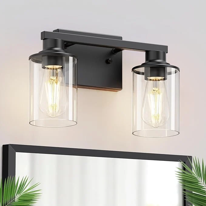 L LOHAS LED 2-Light Black Bathroom Light Fixtures Modern Lighting Fixtures Breathable