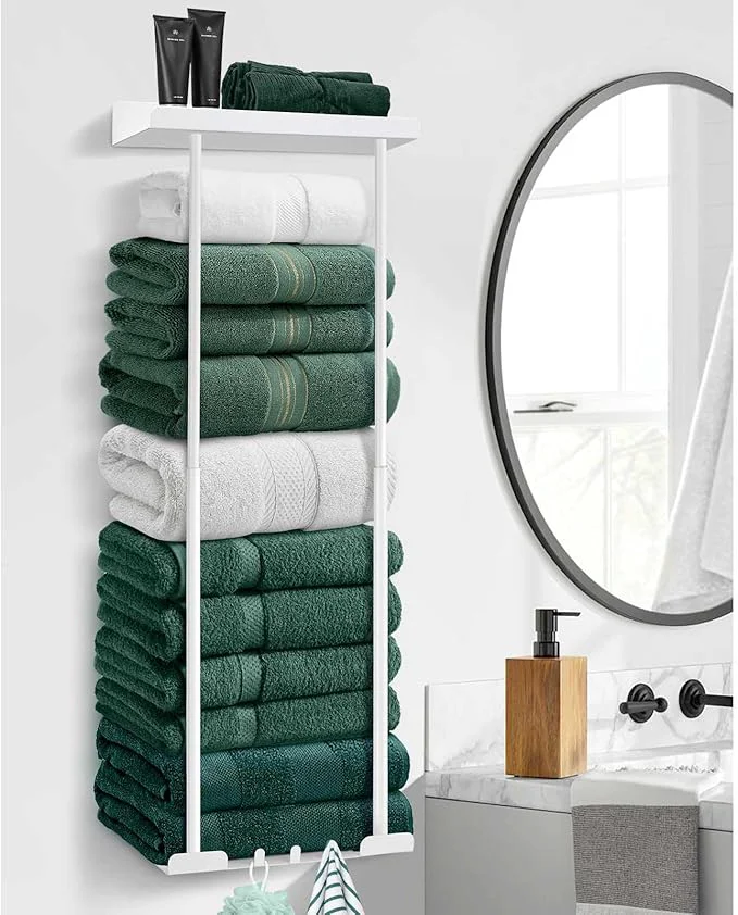 High-End Hommtina Bathroom Towel Storage Black Towel Holder Bathroom Decor Aesthetic Contemporary