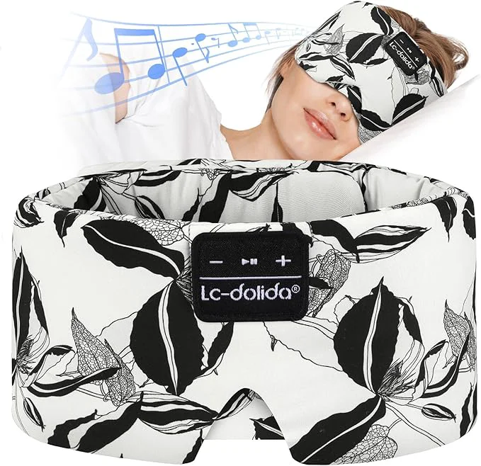 Top-Quality LC-dolida Sleep Mask with Bluetooth Headphones Extra Large Silk Eye Mask Convenient