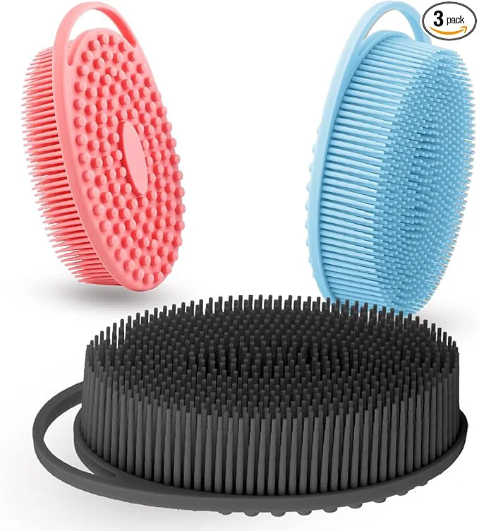 Long-Lasting Silicone Body Scrubber 3 Pack Silicone Loofah Exfoliating Body Scrubber Soft Responsible