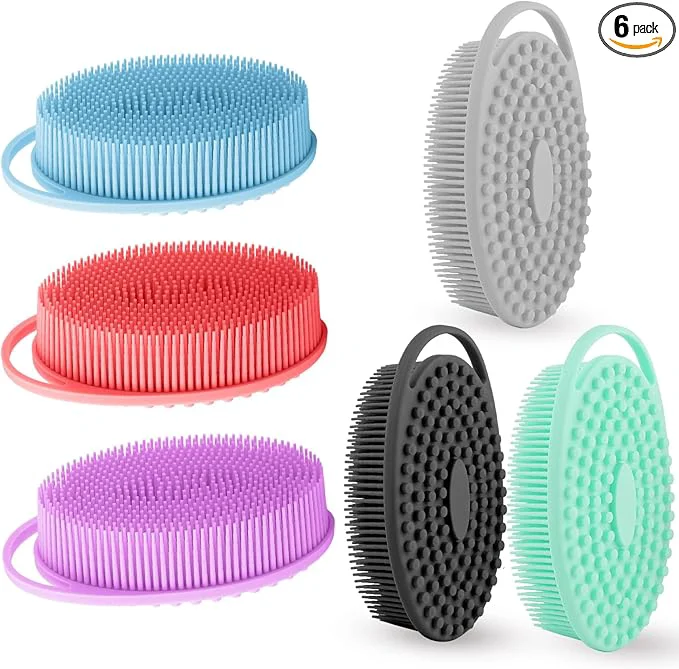 Consistent Silicone Body Scrubber 6 Pack Silicone Loofah Exfoliating Body Scrubber Soft Relaxed