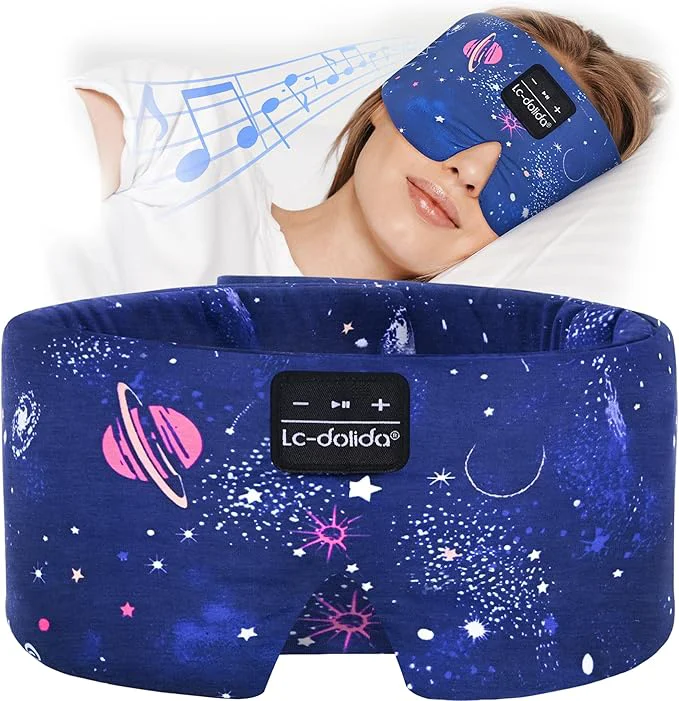 First-Class LC-dolida Sleep Mask with Bluetooth Headphones Extra Large Silk Eye Mask Soft