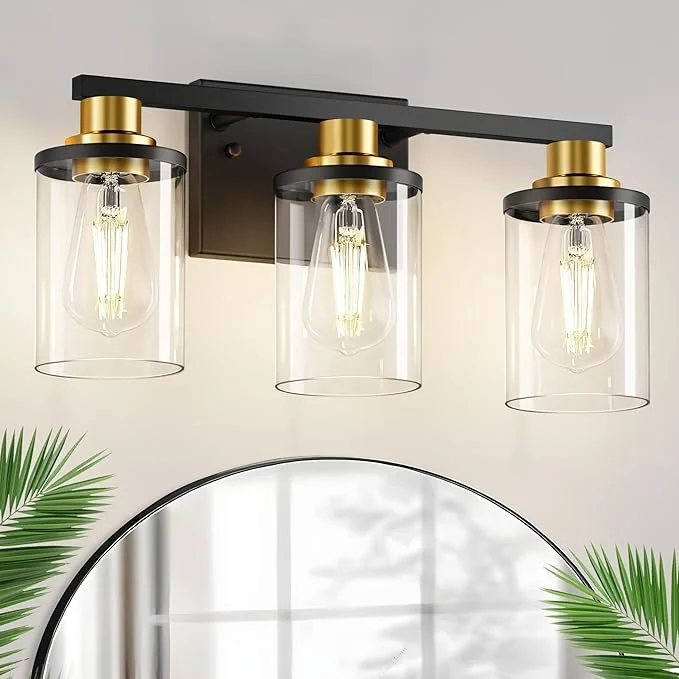 Selected L LOHAS LED 3-Light Black and Gold Bathroom Light Fixtures 20 Inch Modern Sophisticated