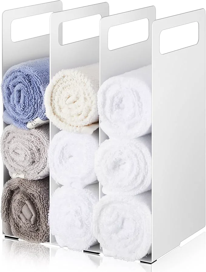 High-Grade LEIFIDE Set of 2 Interlocking Towel Organizer Metal Bathroom Towel Storage Rack Secure
