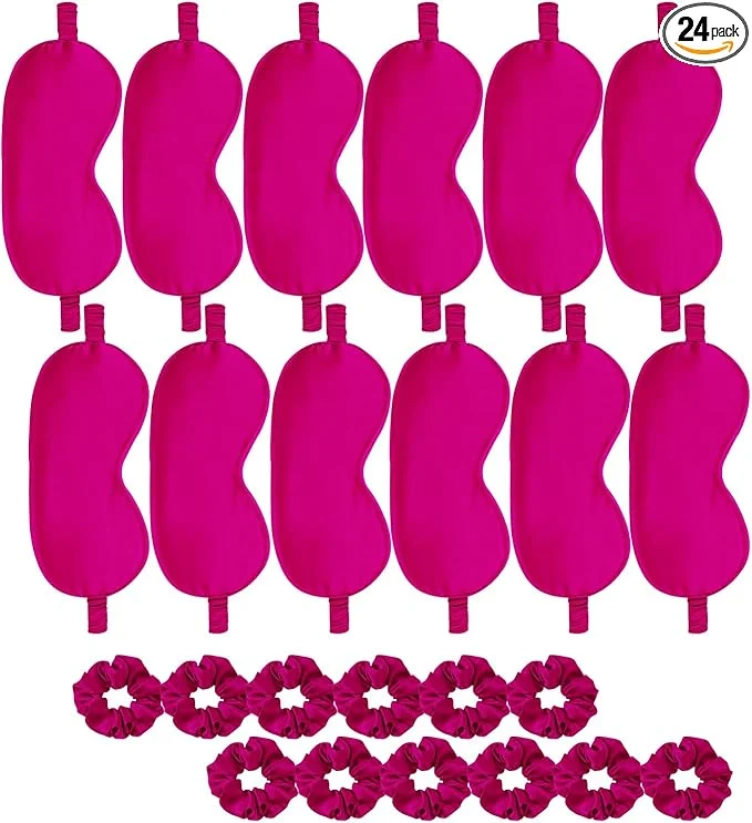 Superior 24Pcs Satin Eye Mask Silk Sleep Masks Silky Eyes Cover Blackout Blindfold Classic