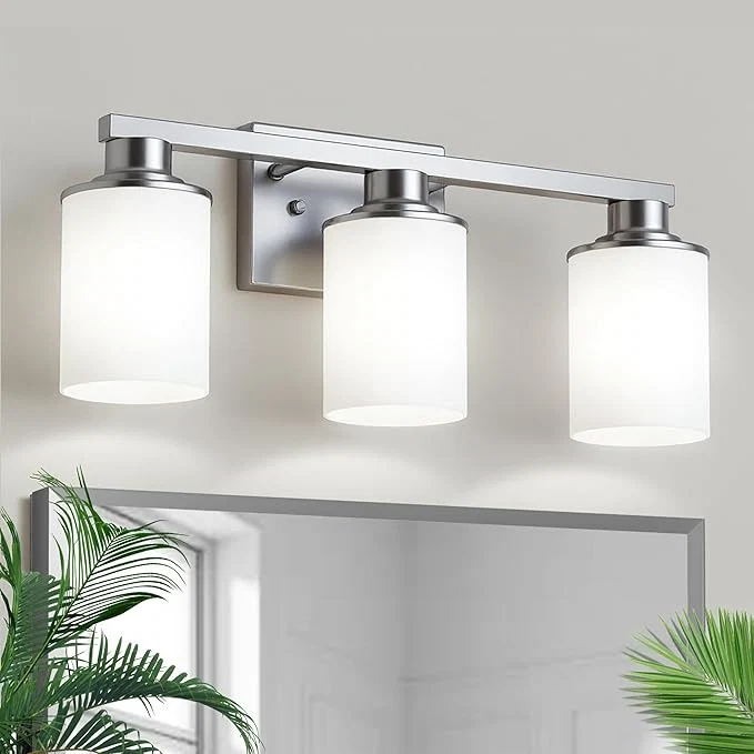 High-Performance L LOHAS LED Brushed Nickel Bathroom Light Fixtures 3-Light Vanity Light Over Convenient