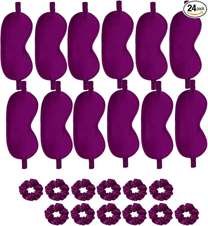 Crafted 24Pcs Satin Eye Mask Silk Sleep Masks Silky Eyes Cover Blackout Blindfold Effective