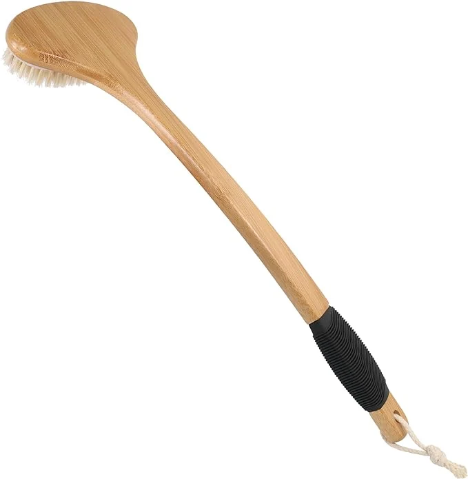 First-Class OWIIZI Back Scrub Brush for Shower Stiff Boar Bristles Bamboo Curved Long Eco-Friendly