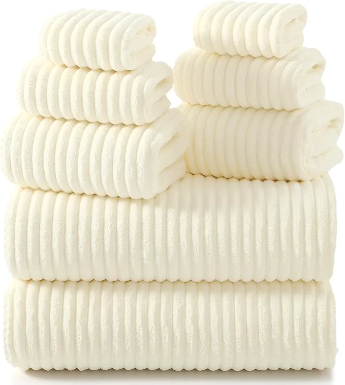 Recyclable REDKISS Cream Microfiber Bath Towels Set 8 Piece Smooth