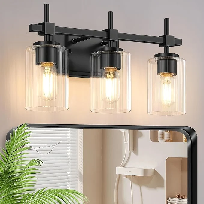 Powerful Asnxcju 3-Light Matte Black Vanity Light Innovative