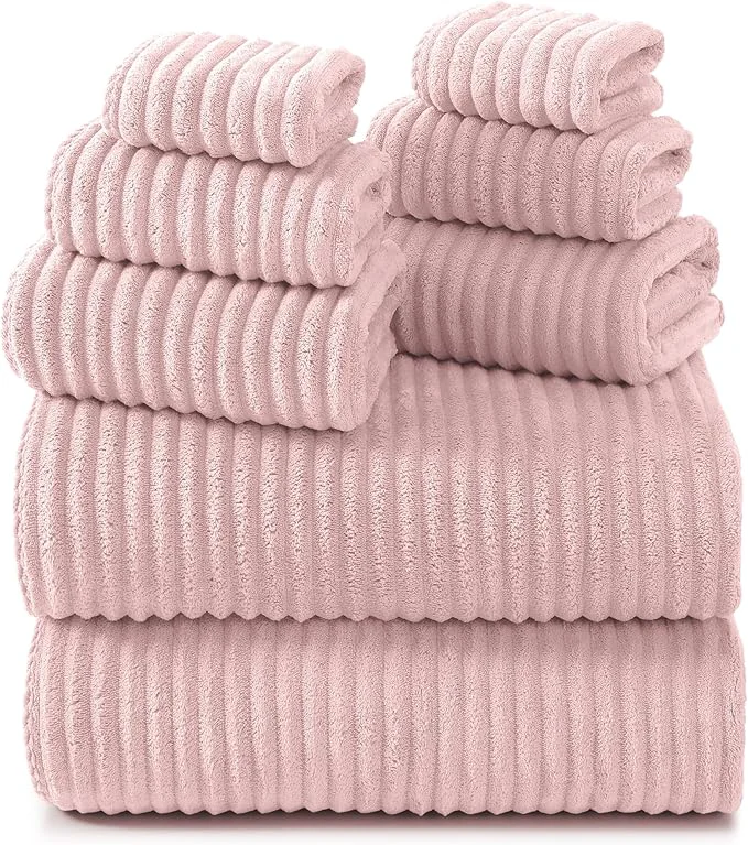 Premium Material REDKISS Pink Microfiber Bath Towels Set 8 Piece Authentic