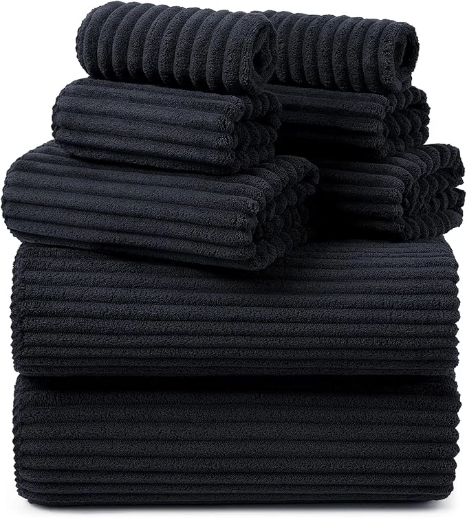 Natural REDKISS Black Bath Towels Set 8 Piece Fast