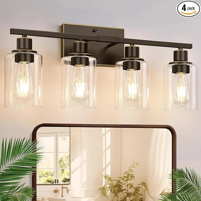 Prestigious Indoi 4 Light Bathroom Light Fixtures Oil-Rubbed Bronze Modern Vanity Lights Consistent